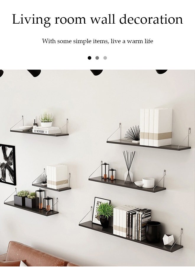 DUNISO 3 Pieces of Wall mounted floating shelves, storage shelves, display shelves, with stainless steel shelves,suitable for bedrooms, living rooms, bathrooms, kitchens, offices, black  - Image 3