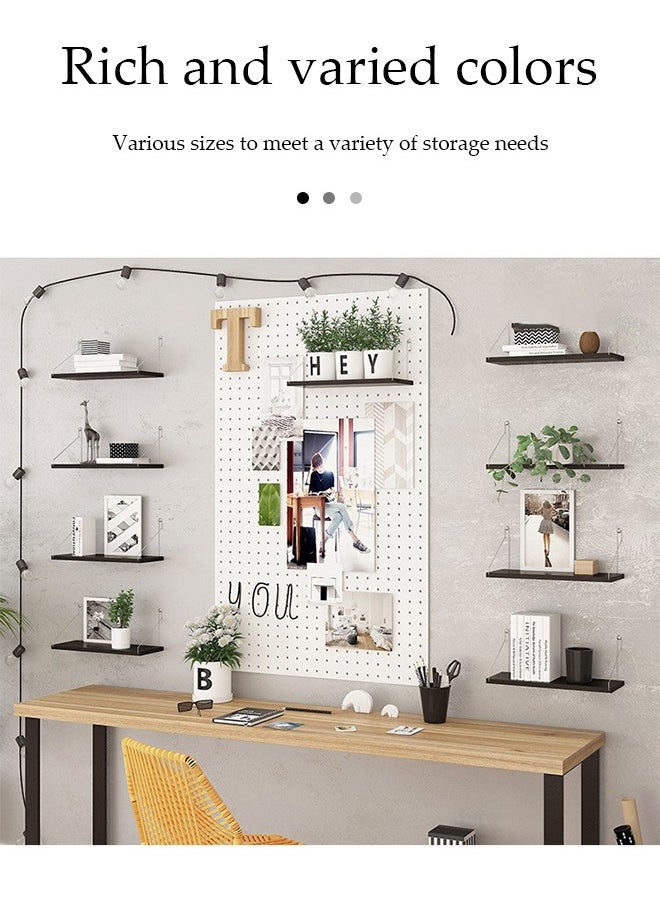 DUNISO 3 Pieces of Wall mounted floating shelves, storage shelves, display shelves, with stainless steel shelves,suitable for bedrooms, living rooms, bathrooms, kitchens, offices, black  - Image 5