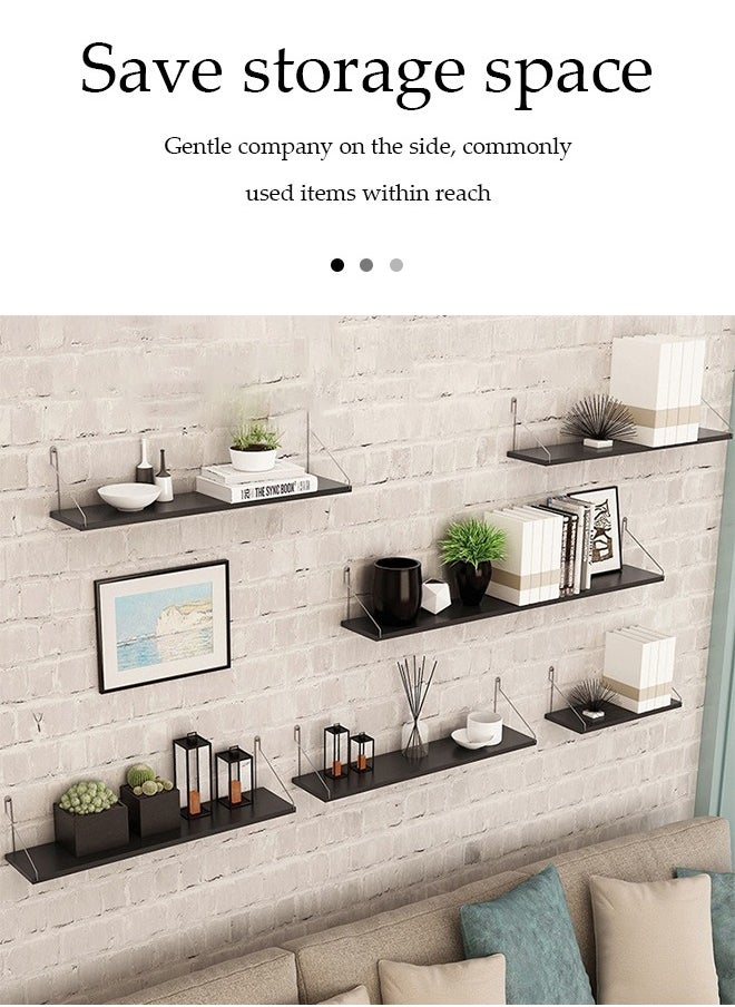 DUNISO 3 Pieces of Wall mounted floating shelves, storage shelves, display shelves, with stainless steel shelves,suitable for bedrooms, living rooms, bathrooms, kitchens, offices, black  - Image 4