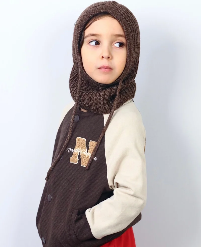 ريتنيس Children's Stringed Brown Balaclava Knitwear Beret / Headgear