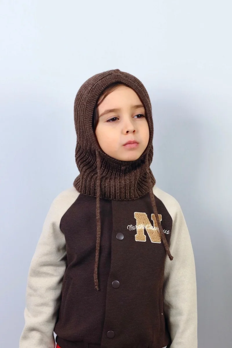 ريتنيس Children's Stringed Brown Balaclava Knitwear Beret / Headgear