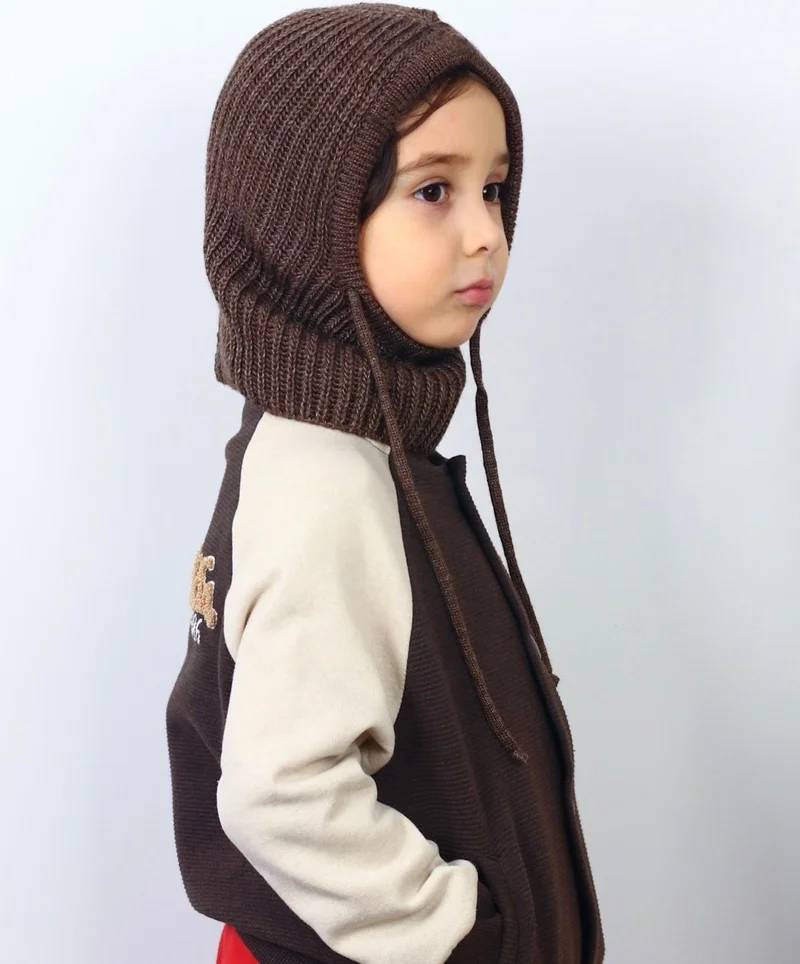 ريتنيس Children's Stringed Brown Balaclava Knitwear Beret / Headgear