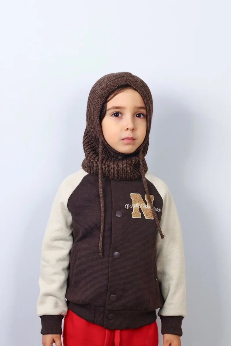 ريتنيس Children's Stringed Brown Balaclava Knitwear Beret / Headgear