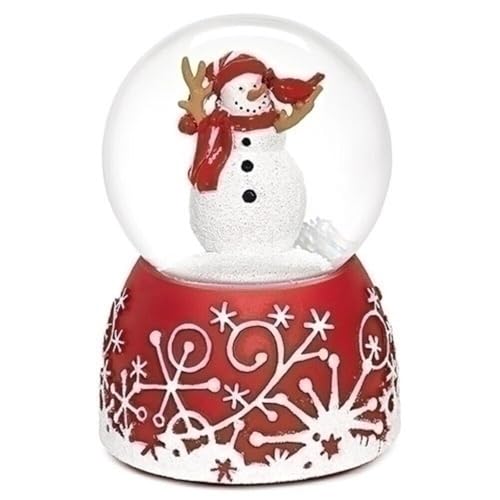 Roman Holiday Red Glitterdome 4.75 x 3.25 Resin 80MM Snow Globe Plays Jingle Bells - Image 1