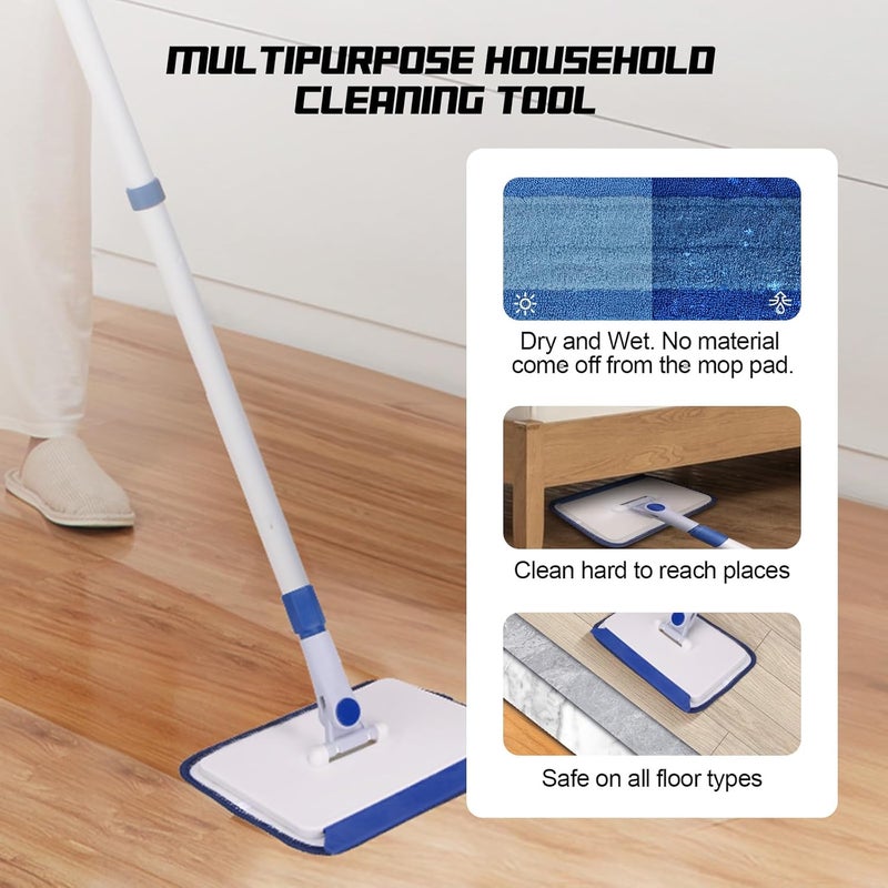 Qaestfy Baseboard Cleaner Tool with Handle, Wall Floor Mop with Extendable Long Handle Duster for Cleaning Window, Floor, Skirting Board, Ceiling, Shower, Tub Tile, Kitchen with 6 Reusable Pads - Image 5
