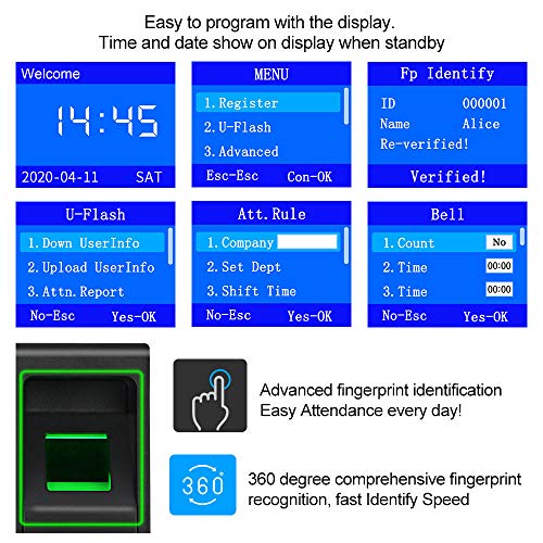 OBO Hands Full RFID Door Lock Access Control Fingerprint Keypad +180KG Electric Magnetic Lock+Power Aupply+Exit Button +Door Bell+5 Cards+ 5 keyfobs + Epoxy Tag - Image 4