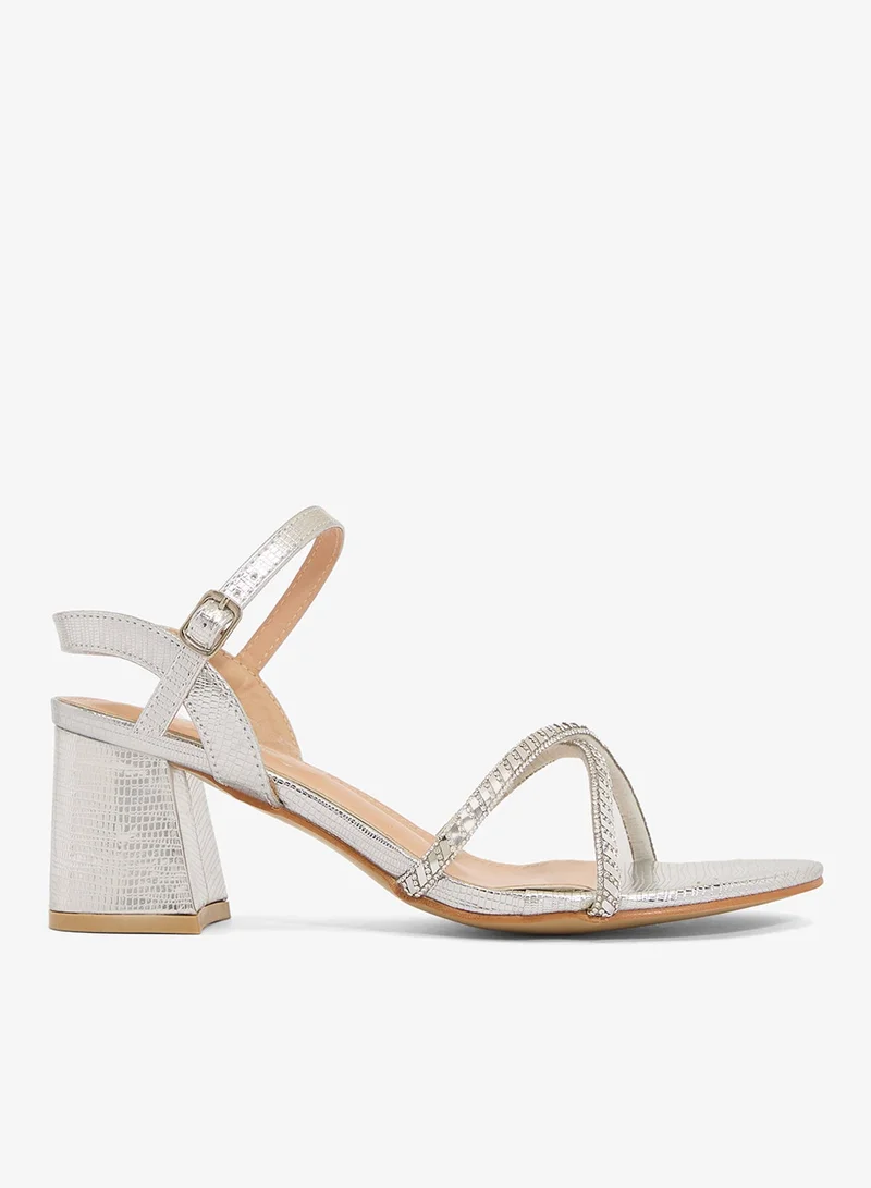 Ella  Block Heel Silver Accent Detail Sandals for Women | Best Price UAE