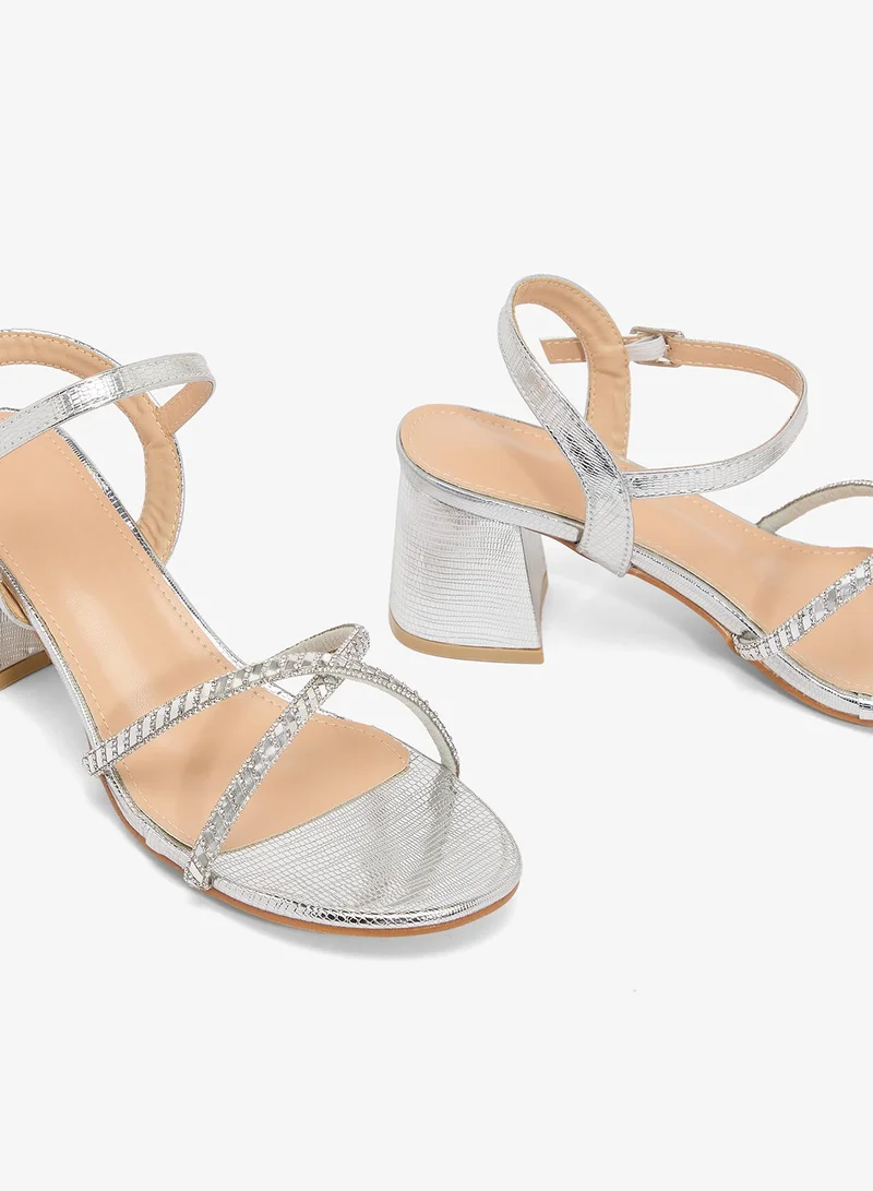 Ella  Block Heel Silver Accent Detail Sandals for Women | Best Price UAE