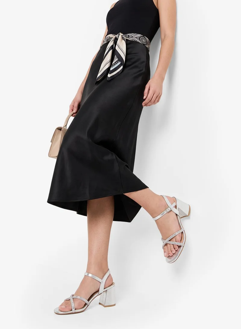 Ella  Block Heel Silver Accent Detail Sandals for Women | Best Price UAE