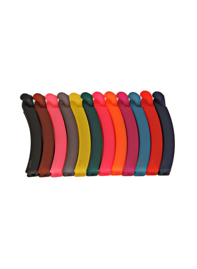 ACCESSHER Acrylic Material Daily And Casual Wear Banana Clips/Hair Clips/Claw Clips With Tight Grip Pack Of 12 In Shiny 12 Colours For Women And Girls - Image 1