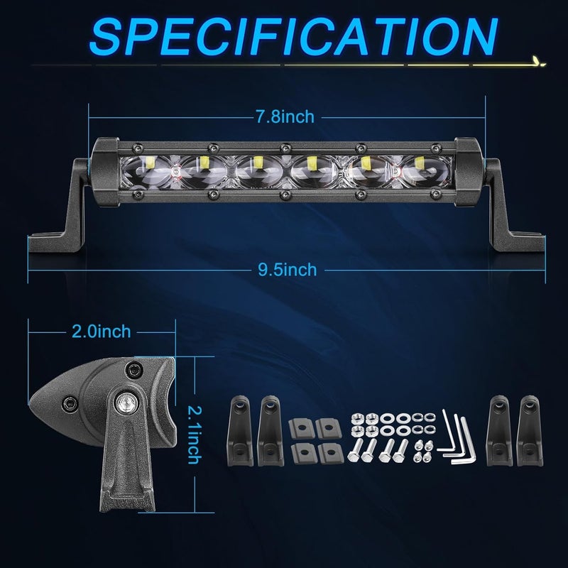 ACEC SHOP 6 Inch LED Light Bar, 2PCS 60W Single Row LED Light Bar Spot Off Road Driving Lighting Fog Lamp Slim Lights Bar for Truck Pickup SUV UTV ATV Motorcycle Dirt Bike Boat - Image 2