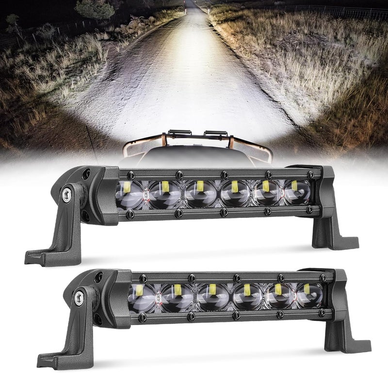 ACEC SHOP 6 Inch LED Light Bar, 2PCS 60W Single Row LED Light Bar Spot Off Road Driving Lighting Fog Lamp Slim Lights Bar for Truck Pickup SUV UTV ATV Motorcycle Dirt Bike Boat - Image 1
