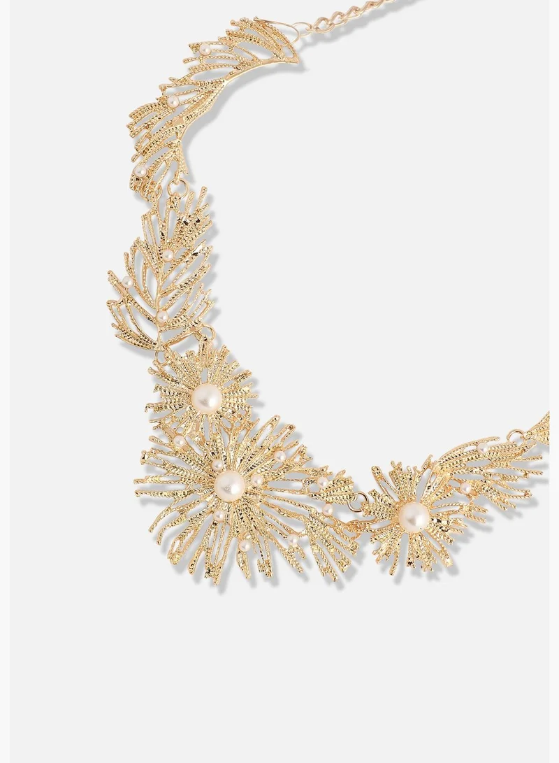 SOHI Gold Plated Designer Party Necklace and Earring Set For Women