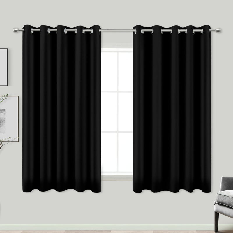 KOUFALL Short Blackout Curtains for Windows Bedroom,Black Out Curtain 54 Inch Long x 72 Inch Extra Wide,Room Darkening Thermal Insulated Curtain Panels - Image 1