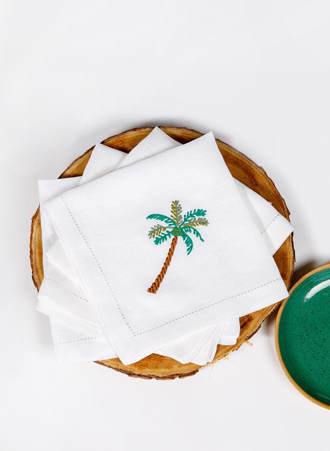 Curate Home Palm Linen Napkin - Set of 4 - Coloured Embroidery - Image 3
