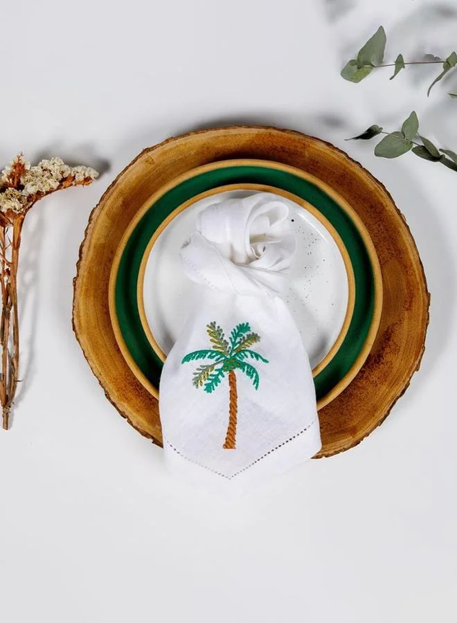 كيوريت هوم مناديل كتان بنقوش ملونة - طقم من 4 قطع