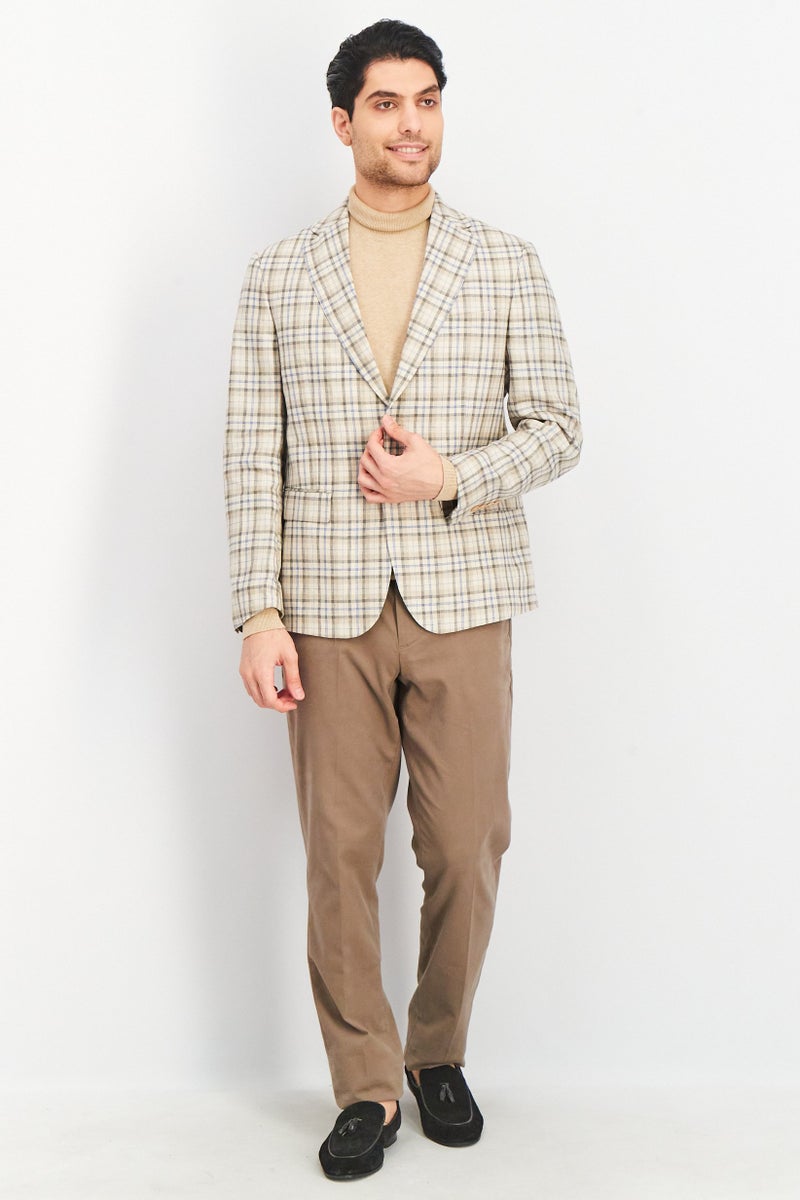 Tallia Men Slim Fit Plaid Blazer, Tan  - Image 2