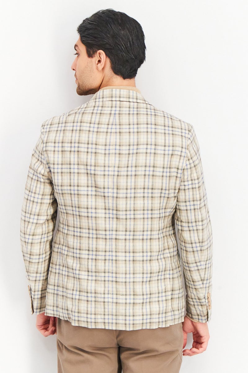 Tallia Men Slim Fit Plaid Blazer, Tan  - Image 4