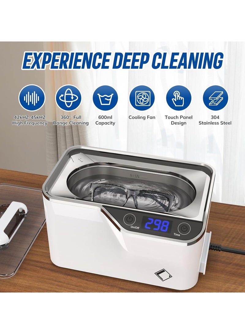 AROAQ Ultrasonic Jewellery Cleaner Machine LCD Screen with 5 Digital Timer Watch Stand CD Holder for Jewelry CD DVD Watches Dentures Glasses - Image 2