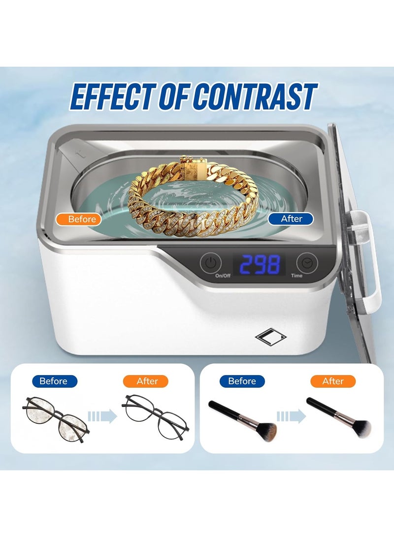 AROAQ Ultrasonic Jewellery Cleaner Machine LCD Screen with 5 Digital Timer Watch Stand CD Holder for Jewelry CD DVD Watches Dentures Glasses - Image 3