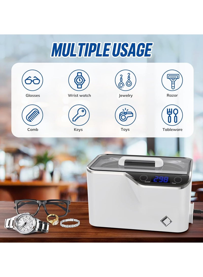 AROAQ Ultrasonic Jewellery Cleaner Machine LCD Screen with 5 Digital Timer Watch Stand CD Holder for Jewelry CD DVD Watches Dentures Glasses - Image 5