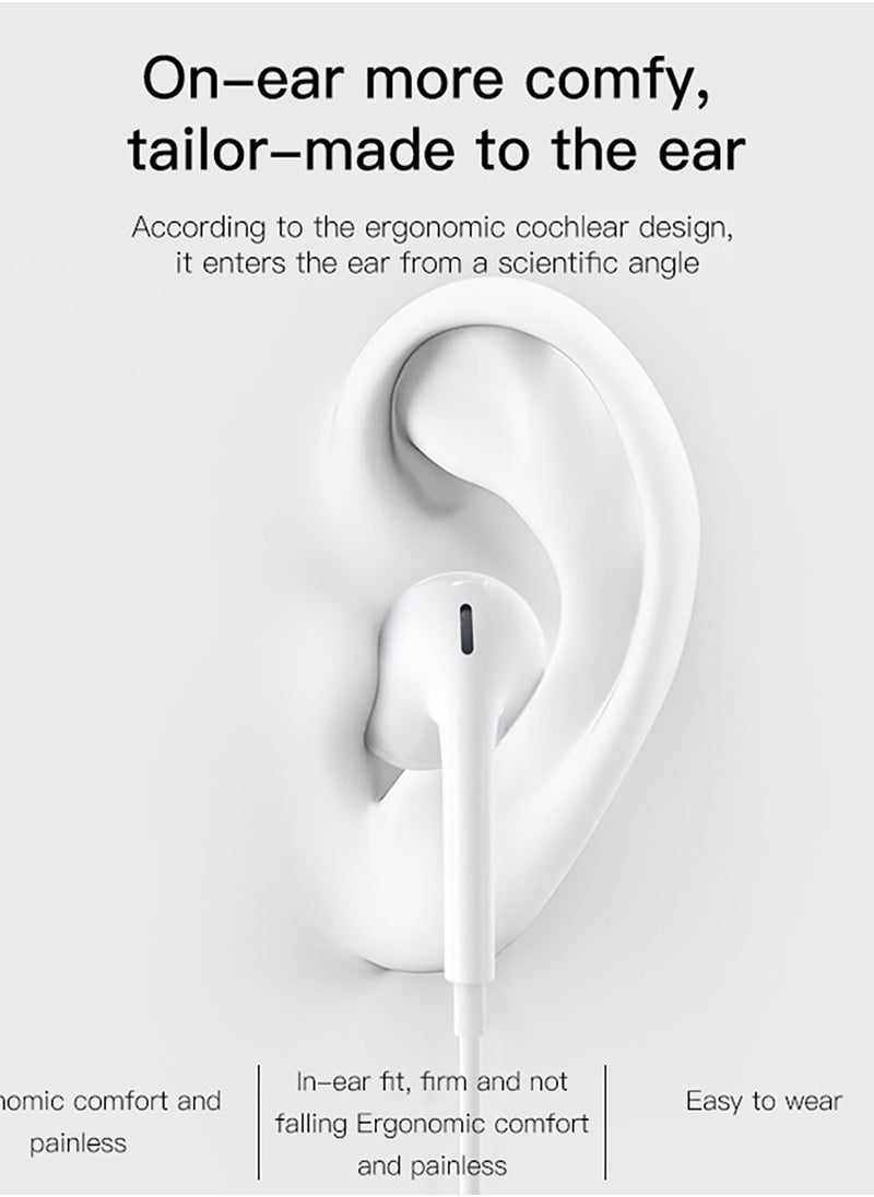 Yesido - Yesido YH38 Earphone for Phone High Quality Sound Earphones with Microphone Wired Headset Type-C Earbuds - White - Image 1