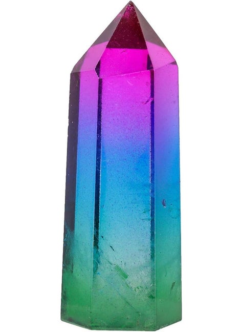 rockcloud Rockcloud Rock Quarz Crystal Stone Electroplated Healing Crystal Wand Point 6 Faceted Prism Faceted Prism Wand Carved Reiki Stone Figurine 