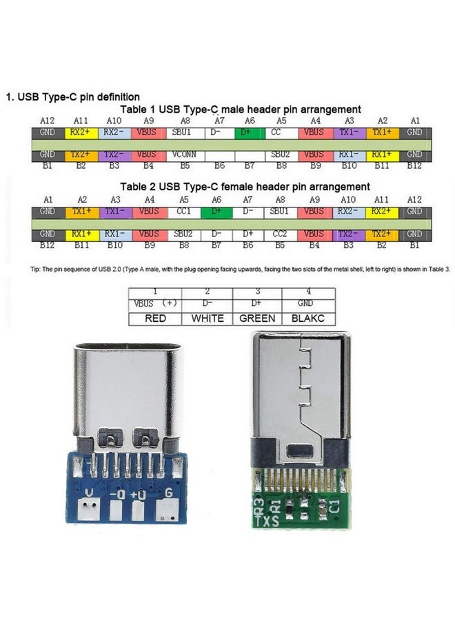 ANMBEST - 10Pcs Usb 3.1 Type C Connector 24 Pins Male Plug Socket Receptacle Adapter To Solder Wire & Cable 24P Pcb Board Support Module - Image 1