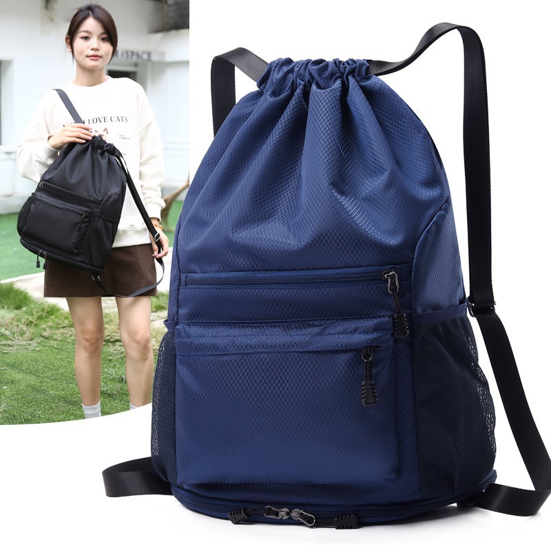 Drawstring Bag Simple Backpack Dry And Wet Separate Sports Bag Fitness Storage Basketball Bag - Image 3