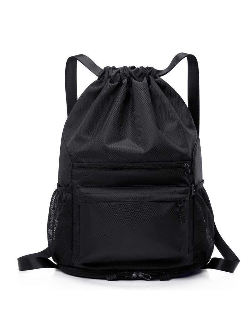 Drawstring Bag Simple Backpack Dry And Wet Separate Sports Bag Fitness Storage Basketball Bag - Image 1