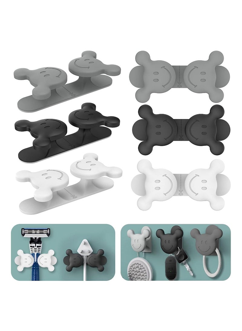 KASTWAVE Smiley Face Silicone Razor Holder, Soft and Cutable Self Adhesive Hooks, Waterproof Plug Cable Key Utility Hooks for Bathroom Kitchen Living Room Office, 6 Pcs (3 Colors)  - Image 1