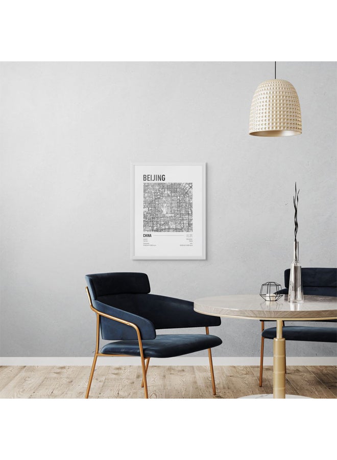 آرت دیکور  ديكور فني مؤطر صورة فنية جميلة مطبوعة لخريطة مدينة بكين ملصق حضري حديث الصين هدية سفر لغرفة المعيشة وغرفة النوم والمكتب - Image 2