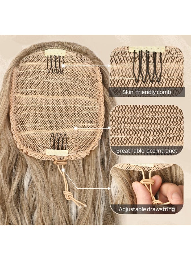 HZYH Ponytail Extension, 26 Inch Drawstring Ponytail Hair Extensions for Women, ponytail extension human hair, Long Curly Wavy Ponytail Natural Synthetic Hairpiece for Women (Deep Brown with Dirty Blonde) - Image 3