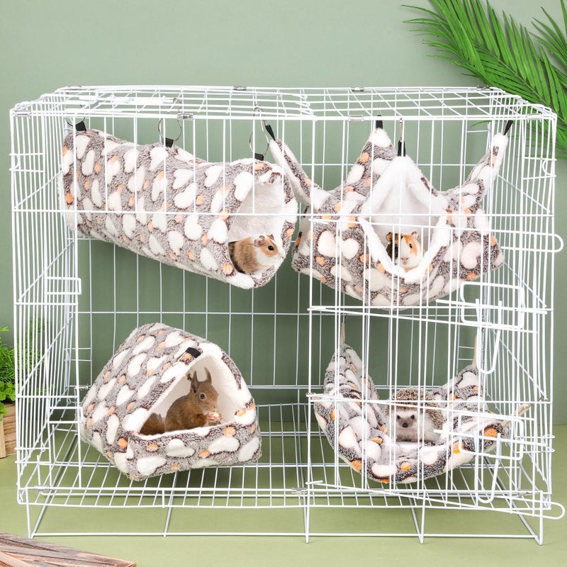 MCEAST 4 Pieces Small Pets Cage Accessories Hanging Hammock Sleeping Bag Tunnel and Bed Hideout Set Warm Sleep Nap Sack Bed for Hamster Ferret Squirrel Rabbit - Image 5