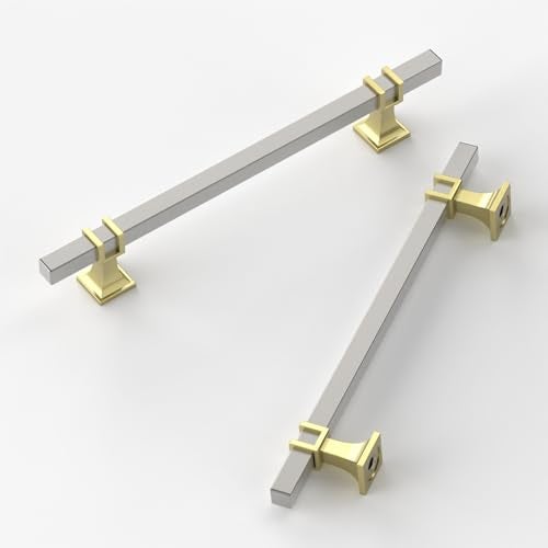 9BUILD 10 Pack 63 Inch Cabinet Pulls Brushed Satin Nickel Kitchen Cabinet Handles Cabinet Hardware Kitchen Handles for Cabinets Nickel Pulls T Bar Drawer Handle - Image 1