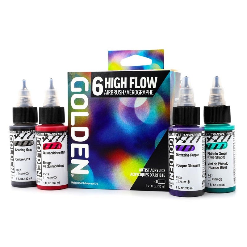 Golden High Flow Acrylics by GOLDEN High Flow Airbrush Set 6 Colors Professional Acrylic Paint - Image 2
