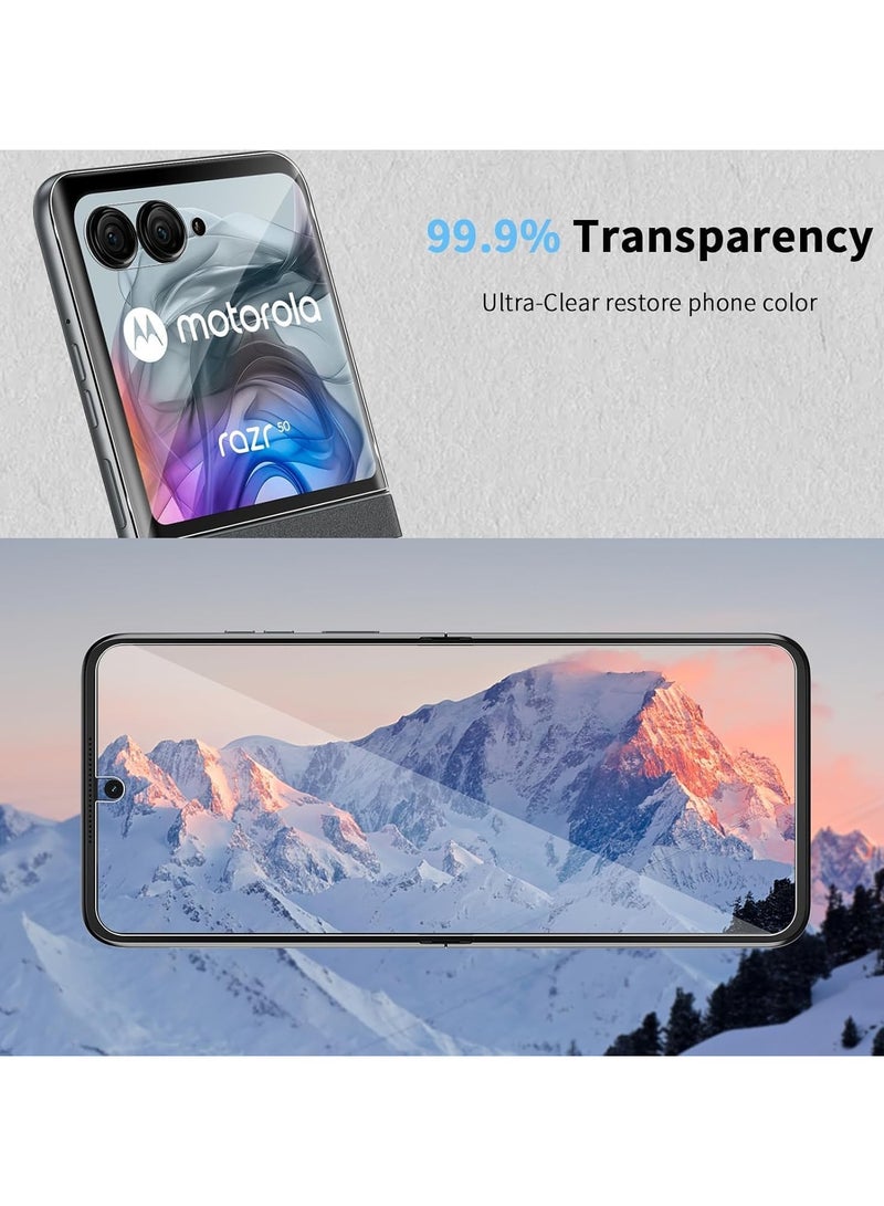 عام واقي شاشة موتورولا موتو رازر 50 2024 ، 4 عبوات واقي شاشة مرن (2 قطعة أمامية + 2 قطعة من الداخل) ، واقي شاشة شفاف عالي الدقة مضاد للخدش من البولي يوريثان - Image 4