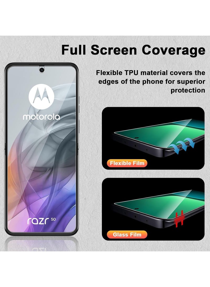 عام واقي شاشة موتورولا موتو رازر 50 2024 ، 4 عبوات واقي شاشة مرن (2 قطعة أمامية + 2 قطعة من الداخل) ، واقي شاشة شفاف عالي الدقة مضاد للخدش من البولي يوريثان - Image 3