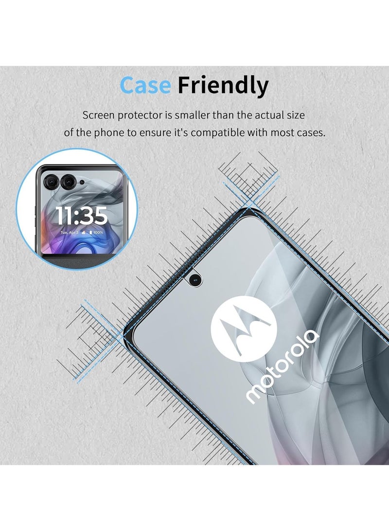 عام واقي شاشة موتورولا موتو رازر 50 2024 ، 4 عبوات واقي شاشة مرن (2 قطعة أمامية + 2 قطعة من الداخل) ، واقي شاشة شفاف عالي الدقة مضاد للخدش من البولي يوريثان - Image 5