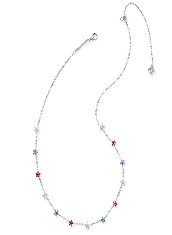 Kendra Scott Sierra Star Crystal Strand Necklace, Rhodium-Plated Brass, Fashion Jewelry for Women, Red White Blue Mix - Image 2