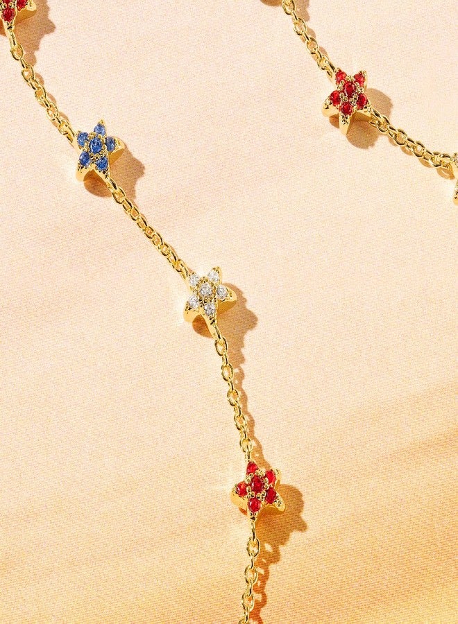 Kendra Scott Sierra Star Crystal Strand Necklace, Rhodium-Plated Brass, Fashion Jewelry for Women, Red White Blue Mix - Image 4