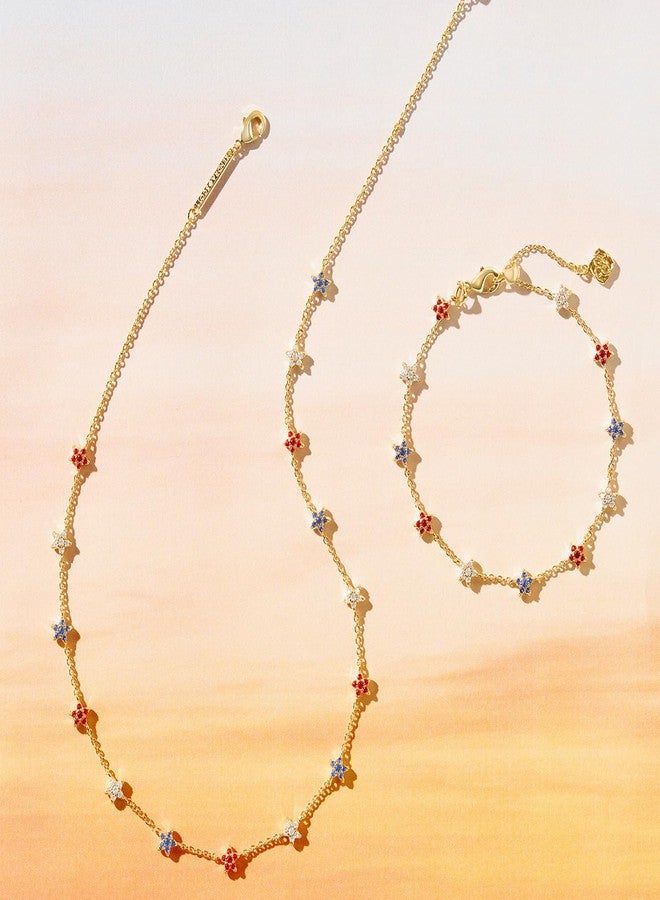 Kendra Scott Sierra Star Crystal Strand Necklace, Rhodium-Plated Brass, Fashion Jewelry for Women, Red White Blue Mix - Image 3