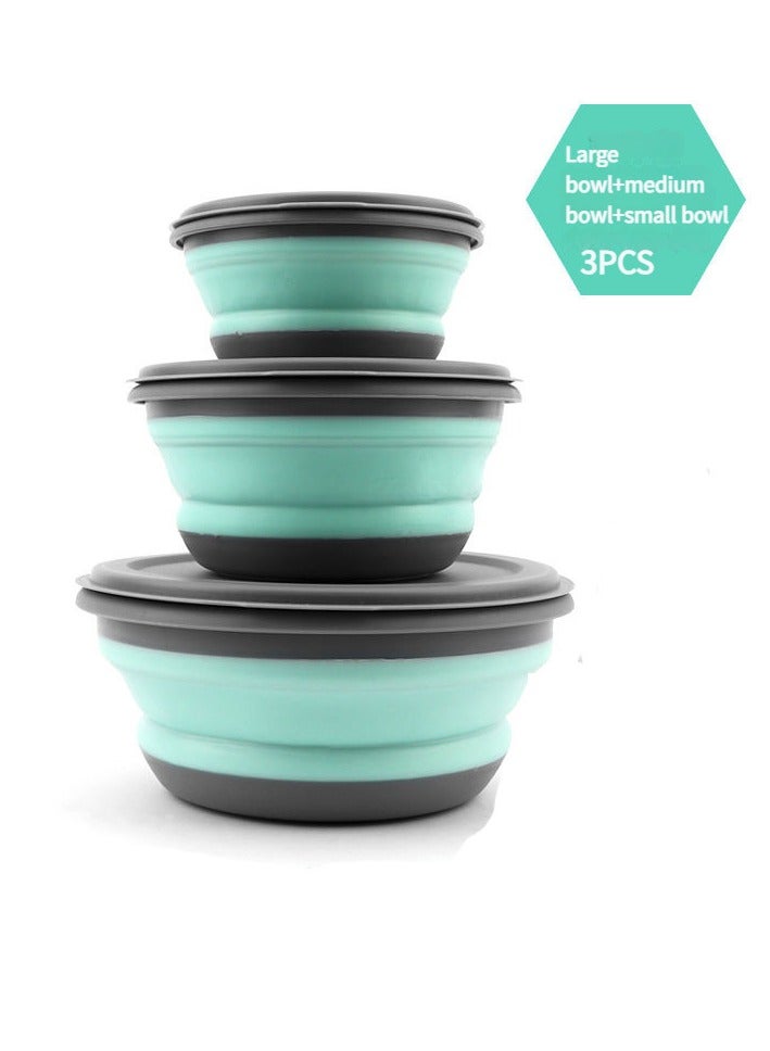 3Pcs Folding Bowl Portable Tableware Telescopic Outdoor Compression Travel Tourism Picnic Supplies Baby Picnic Anti-fall Lunch Box  - Image 1