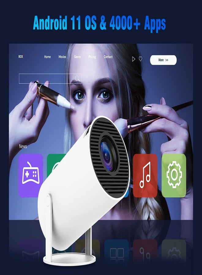 Smart Rahah Mini Projector, HY300 PRO Portable Projector, Support 4K 1080P with Dual-Band WIFI6 5G Wireless 5.0 Bluetooth, Auto Keystone, Voice Control, 180 Degree Rotation Smart Proyector for Outdoor/Bedroom/Movie  - Image 3