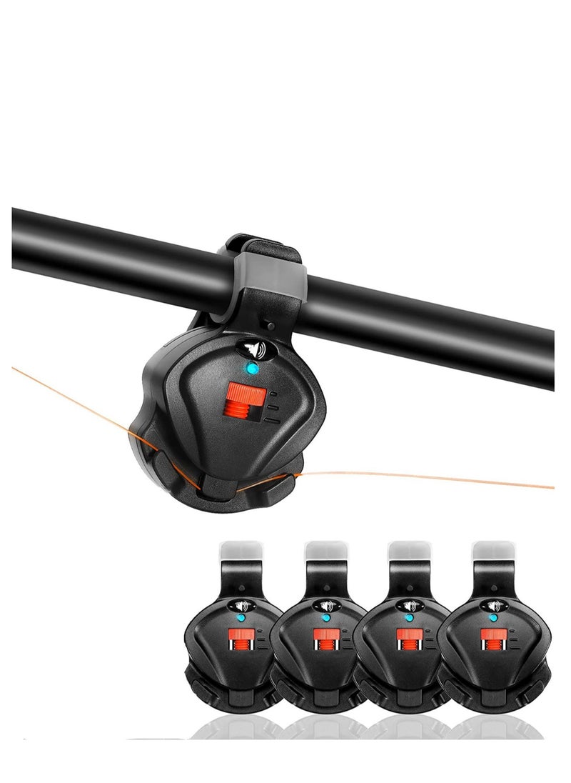 Captaintech 4 PCS Fishing Bite Alarm, Sensitive Electronic Fishing Bite Sound Alarm, Indicator Sound Bite Alert Bell with LED Lights Fishing Bells Clip On Fishing Rod, Carp Fishing Outdoor  - Image 1