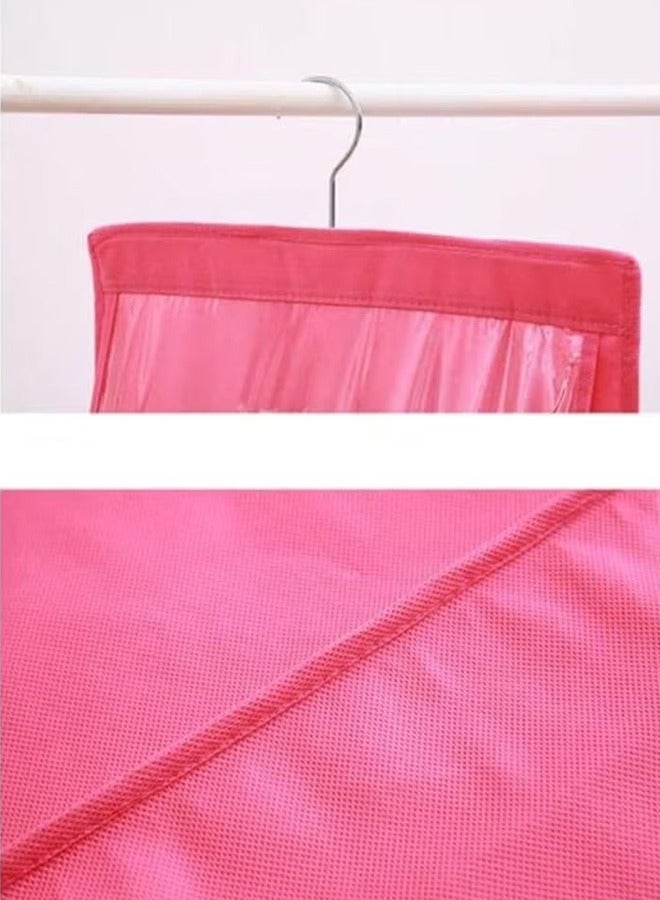 6 pockets hanging handbags wallet storage organizer dust cover shoulder bag storage space saving wardrobe transparent wardrobe hanger red  - Image 4