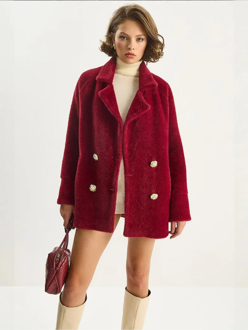 Bianco Lucci LUCCI Oversized Textured Plush Jacket