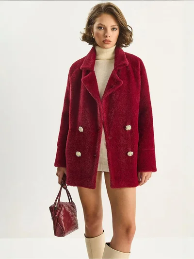 Bianco Lucci LUCCI Oversized Textured Plush Jacket