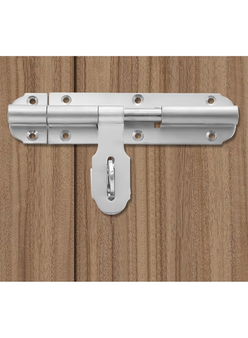Rubik Sliding Bolt Latch with Padlock Clasp, 8 inch Stainless Steel Barrel Bolt Lock with Screws for Doors, Gates, Cabinets, Sheds (Silver)  - Image 3