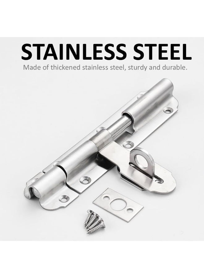 Rubik Sliding Bolt Latch with Padlock Clasp, 8 inch Stainless Steel Barrel Bolt Lock with Screws for Doors, Gates, Cabinets, Sheds (Silver)  - Image 4